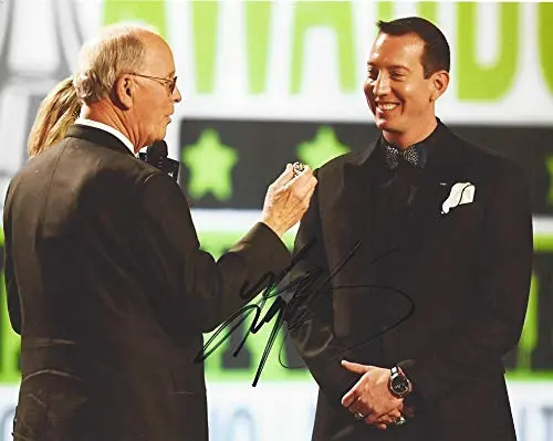 Autographed 2019 Kyle Busch #18 M&Ms Team Monster Cup Series Champion (Awards Ceremony) Champ Ring Presentation Signed Collectible Picture 8X10 Inch Nascar Glossy Photo With Coa 1