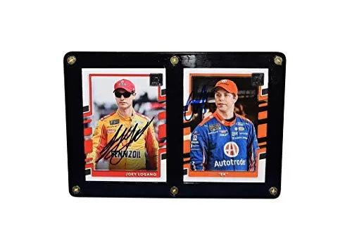 2X Autographed Joey Logano & Brad Keselowski 2018 Panini Donruss Racing Two Card Display Case (6.5X4.5 Inch) Penske Teammates Multi Signed Nascar Trading Card Set With Coa 1