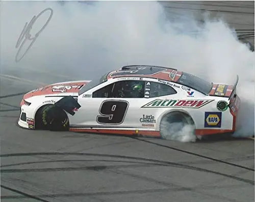 Autographed 2019 Chase Elliott #9 Little Caesars Racing Talladega Geico 500 Race Win (Victory Burnout Celebration) Signed Collectible Picture 8X10 Inch Nascar Glossy Photo With Coa 1