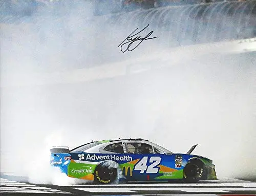 Autographed 2019 Kyle Larson #42 Advent Health Team All-Star Race Win (Victory Burnout) Monster Energy Cup Series Signed Collectible Picture Nascar 9X11 Inch Glossy Photo With Coa 1