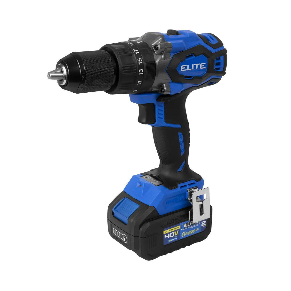 Taladro/Drill Percutor 1/2" Inalámbrico Sin Escobillas 40V 150 Nm Cargador + 1 Batería | Elite 1
