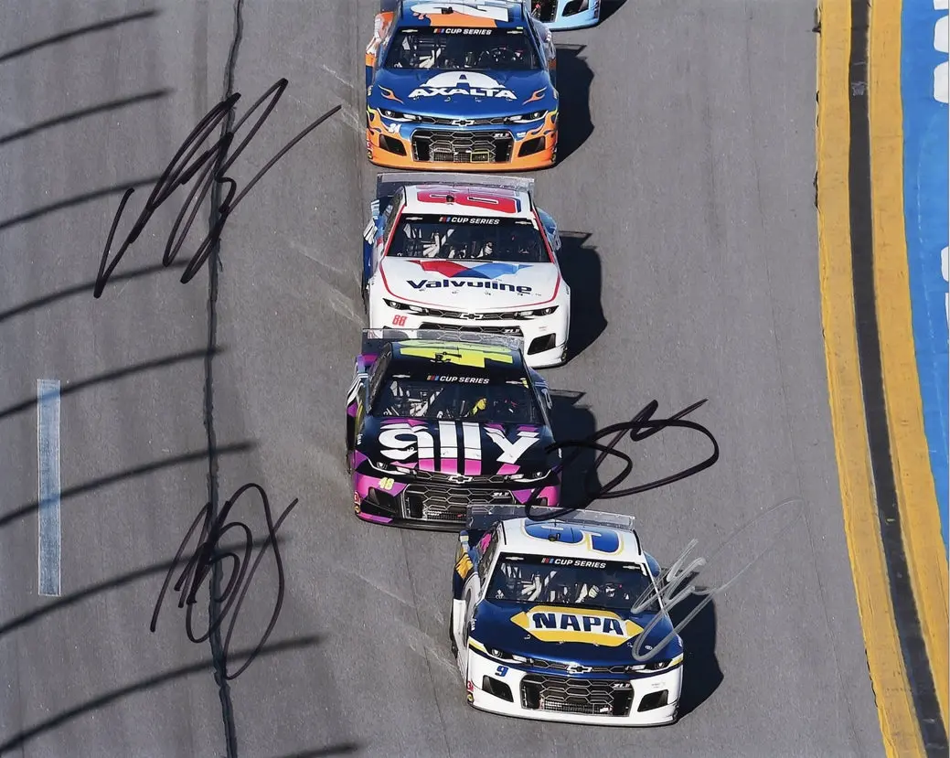 4X Autographed Chase Elliott / Jimmie Johnson / William Byron / Alex Bowman 2020 Hendrick Motorsports (On-Track Racing) Signed 8X10 Inch Picture Nascar Glossy Photo With Coa 1