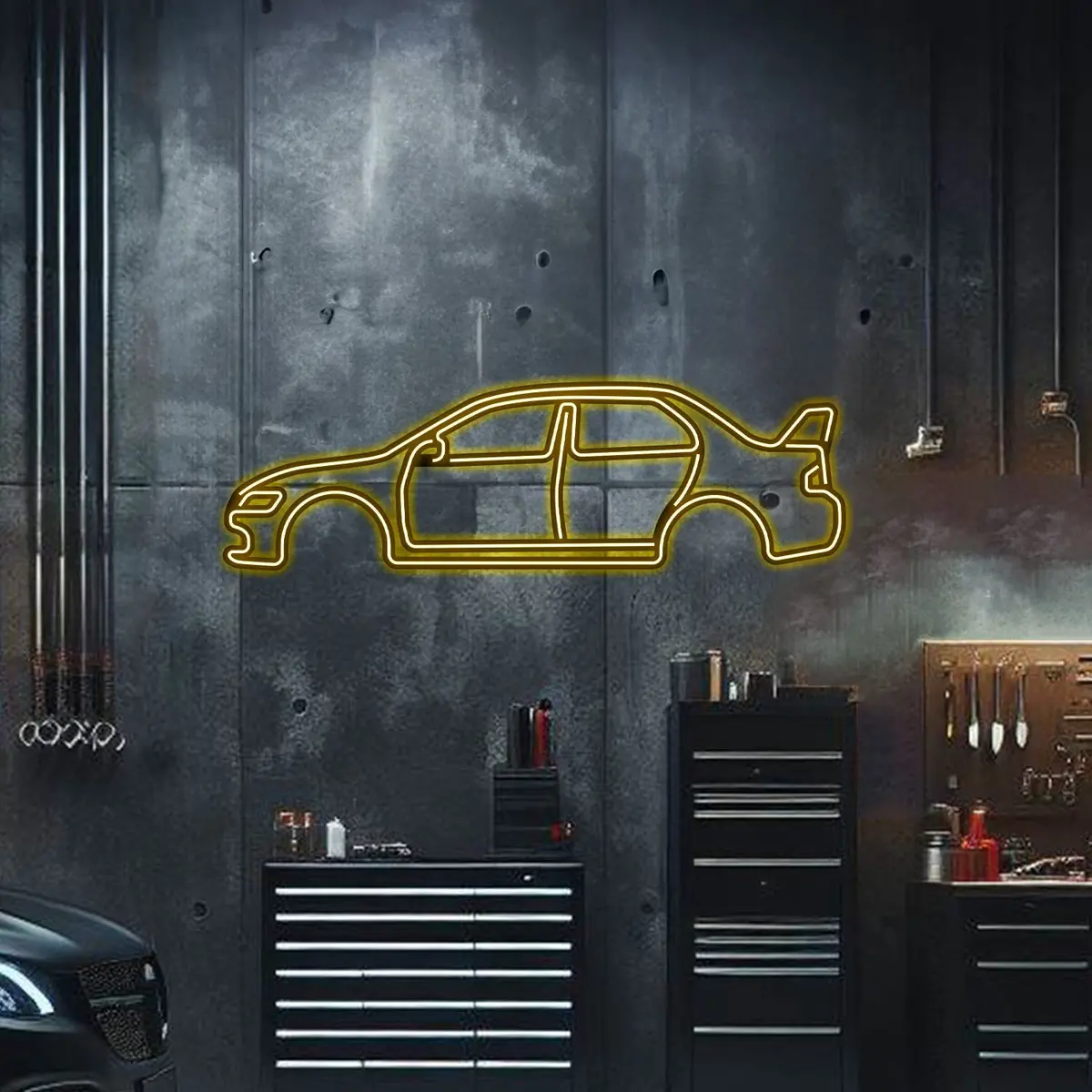 Mitsubishi Lancer Evo IX Neon Metal Wall Art – Vintage Racer Style - Image 2