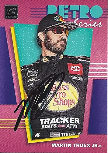Autographed Martin Truex Jr. 2020 Panini Donruss Retro Series (#19 Bass Pro Shops) Joe Gibbs Racing Nascar Cup Series Insert Signed Collectible Trading Card With Coa 1
