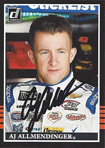 Autographed Aj Allmendinger 2018 Panini Donruss Racing (Jtg Daugherty Racing) Monster Energy Cup Series Signed Nascar Collectible Trading Card With Coa 1