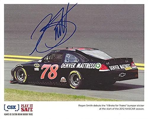 Autographed 2012 Regan Smith #78 Furniture Row Racing (Denver Mattress) Signed Picture 8X10 Nascar Hero Card With Coa 1