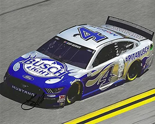 Autographed 2020 Kevin Harvick #4 Busch Light Team #Pit4busch (Blue Flames) Stewart-Haas Racing Nascar Cup Series Signed Picture 8X10 Inch Glossy Photo With Coa 1