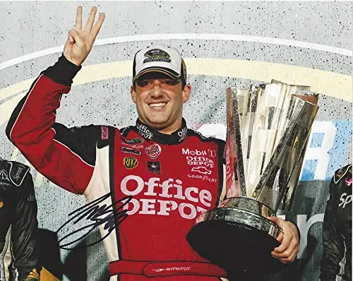Autographed 2011 Tony Stewart #14 Office Depot Racing 3X Nascar Champion (Victory Lane Trophy) Homestead Championship Signed Collectible Picture Nascar 8X10 Inch Glossy Photo With Coa 1