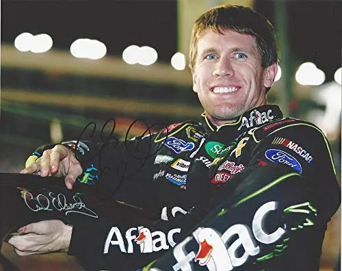 Autographed 2014 Carl Edwards #99 Aflac Ford Fusion Team Night Race Pit Road (Roush Racing) Sprint Cup Series Signed Collectible Picture Nascar 8X10 Inch Glossy Photo With Coa 1