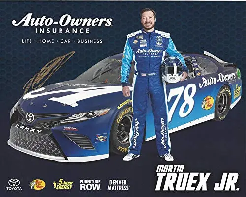 Autographed 2018 Martin Truex Jr. #78 Auto-Owners Insurance Team (Furniture Row Racing Final Season) Monster Energy Cup Series Signed Collectible Picture 8X10 Inch Nascar Hero Card Photo With Coa 1