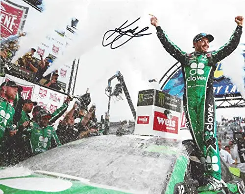Autographed 2019 Kyle Larson #42 Clover Team Dover 50Th Anniversary Race Win (Victory Lane Celebration) Ganassi Racing Monster Cup Signed Collectible Picture Nascar 8X10 Inch Glossy Photo With Coa 1