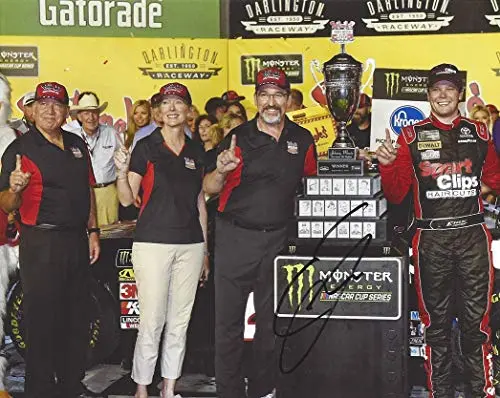 Autographed 2019 Erik Jones #20 Sport Clips Team Darlington Throwback Race Win (Victory Lane Celebration) Joe Gibbs Racing Signed Collectible Picture Nascar 8X10 Inch Glossy Photo With Coa 1