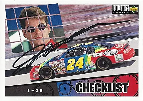 Autographed Jeff Gordon 1996 Upper Deck Collectors Choice Racing Checklist (#24 Dupont) Hendrick Motorsports Signed Collectible Nascar Trading Card With Coa 1