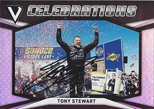 Autographed Tony Stewart 2018 Panini Victory Lane Racing Celebrations (2016 Sonoma Race Win) Signed Nascar Collectible Trading Card With Coa 1