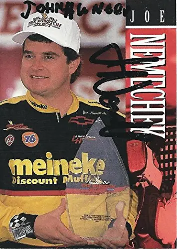 Autographed Joe Nemechek 1995 Press Pass Racing (Meineke Disount Mufflers Racing) Bible Verse Inscription Vintage Signed Nascar Collectible Trading Card With Coa 1
