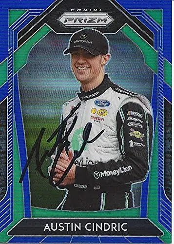 Autographed Austin Cindric 2020 Panini Prizm Racing Rare Blue Prizm (#22 Moneylion Penske Team) Xfinity Series Insert Signed Collectible Nascar Trading Card With Coa 1