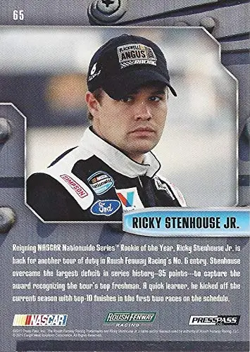 Autographed Ricky Stenhouse Jr. 2011 Press Pass Stealth Racing (#6 Blackwell Angus Beef Team) Roush Ford Nationwide Series Chrome Signed Nascar Collectible Trading Card With Coa 2