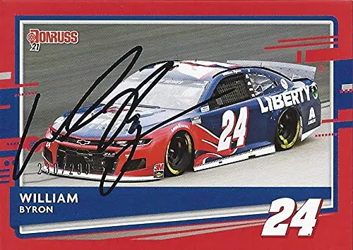 Autographed William Byron 2021 Panini Donruss Racing Red Parallel (#24 Axalta Team) Hendrick Motorsports Rare Insert Signed Collectible Trading Card With Coa #230/299 1