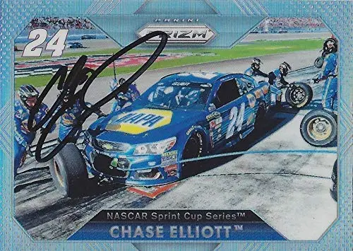 Autographed Chase Elliott 2016 Panini Prizm Racing Rookie Season (#24 Napa Team Pit Stop) Hendrick Motorsports Chrome Signed Collectible Nascar Trading Card With Coa And Toploader 1
