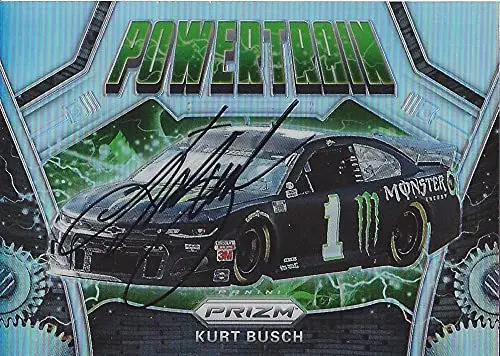 Autographed Kurt Busch 2020 Panini Prizm Powertrain Rare Prizm (#1 Monster Team) Chip Ganassi Racing Monster Cup Series Insert Signed Nascar Collectible Trading Card With Coa 1