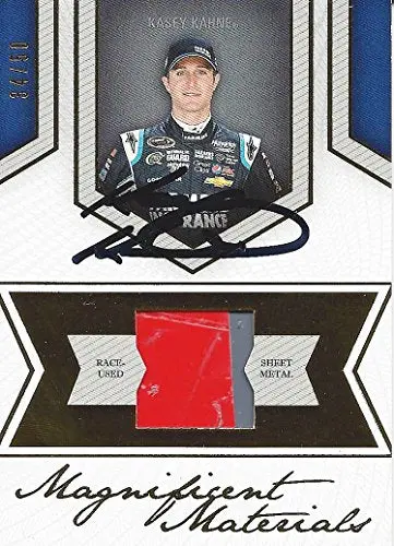 Autographed Kasey Kahne 2013 Press Pass Fan Fare Magnificent Materials (Race-Used Sheetmetal) Relic Memorabilia Insert Signed Collectible Nascar Trading Card With Coa (#34 Of Only 50 Produced!) 1