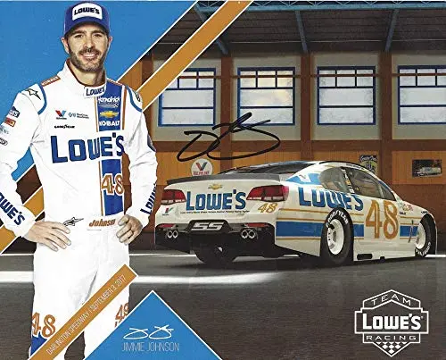 Autographed 2017 Jimmie Johnson #48 Team Lowes Racing Retro Darlington Throwback (Hendrick Motorsports) Monster Energy Cup Series Signed Picture 8X10 Inch Nascar Collectible Hero Card Photo With Coa 1