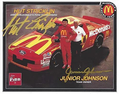 2X Autographed 1993 Hut Stricklin & Junior Johnson #27 Mcdonalds Racing Vintage Signed Picture 8X10 Inch Nascar Hero Card Photo With Coa 1