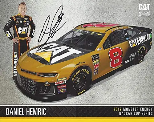 Autographed 2019 Daniel Hemric #8 Caterpillar Cat Chevrolet Camaro (Richard Childress Racing) Monster Energy Cup Rookie Signed Collectible Picture Nascar 8X10 Inch Official Hero Card Photo With Coa 1