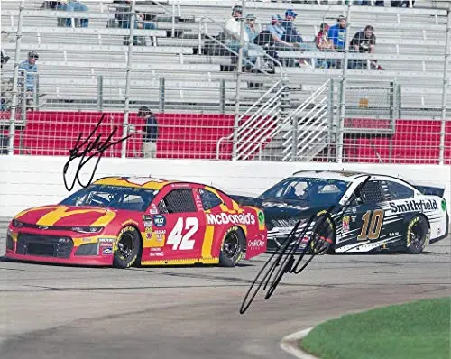 2X Autographed Aric Almirola & Kyle Larson 2019 On-Track Racing (#10 Smithfield / #42 Mcdonalds) Monster Cup Series Dual Signed Collectible Picture 8X10 Inch Nascar Glossy Photo With Coa 1