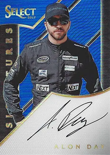 Autographed Alon Day 2017 Panini Select Racing Signatures (Blue Prizm Parallel) Rare Signed Nascar Collectible Trading Card #23/50 1