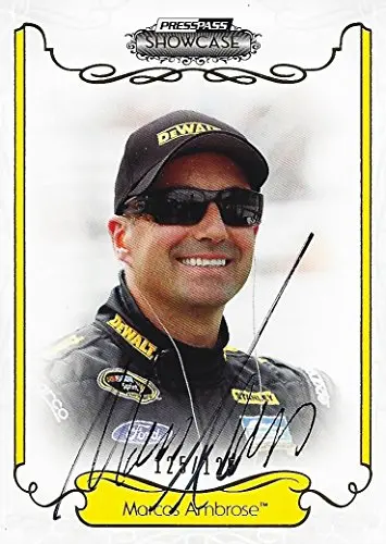 Autographed Marcos Ambrose 2012 Press Pass Showcase (#9 Dewalt Racing Team) Signed Collectible Nascar Trading Card With Coa (#125/125) 1