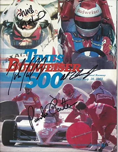 5X Autographed Al Unser Jr. / Chris Kneifer/Dick Ferguson/Pancho Carter/John Paul Jr. 1983 Times Budweiser 500 (Riverside Raceway) Cart Indy Vintage Signed 9X11 Official Race Program With Coa 1
