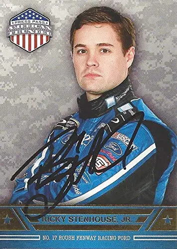 Autographed Ricky Stenhouse Jr. 2014 Press Pass American Thunder Racing (#17 Nationwide Car) Roush-Fenway Sprint Cup Series Signed Nascar Collectible Trading Card With Coa 1