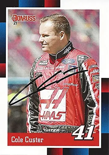 Autographed Cole Custer 2021 Panini Dronuss Racing 1988 Retro (#41 Haas Team) Nascar Cup Series Signed Collectible Trading Card With Coa 1