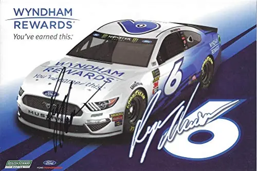 Autographed 2019 Ryan Newman #6 Wyndham Rewards Ford Mustang (Roush Racing) Monster Energy Cup Series Signed Collectible Picture Nascar Hero Card Photo With Coa 1