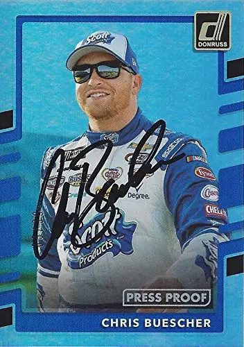 Autographed Chris Buescher 2018 Panini Donruss Racing Rare Press Proof (Jtg Daugherty Team) Monster Cup Series Insert Signed Nascar Collectible Trading Card With Coa #03/99 1