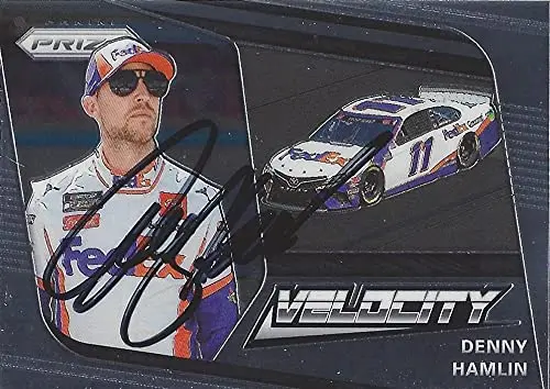 Autographed Denny Hamlin 2020 Panini Prizm Velocity (#11 Fedex Team) Joe Gibbs Racing Nascar Cup Series Insert Signed Collectible Trading Card With Coa 1