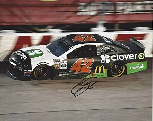 Autographed 2019 Kyle Larson #42 Clover Chevrolet Racing Darlinton Throwback Paint Scheme (#41 Kodiak Ricky Craven) Signed Collectible Picture Nascar 8X10 Inch Glossy Photo With Coa 1