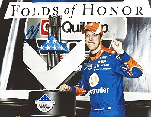 Autographed 2017 Brad Keselowski #2 Autotrader Racing Atlanta Race Win (Victory Lane Trophy) Monster Cup Series Team Penske Signed Collectible Picture Nascar 9X11 Inch Glossy Photo With Coa 1