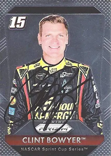 Autographed Clint Bowyer 2016 Panini Prizm Racing (#15 Hscott Motorsports Driver) 5-Hour Energy Sprint Cup Series Chrome Signed Nascar Collectible Trading Card With Coa 1