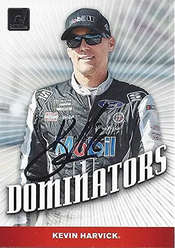 Autographed Kevin Harvick 2020 Panini Donruss Dominators (#4 Mobil 1 Team) Stewart-Haas Racing Nascar Cup Series Insert Signed Collectible Trading Card With Coa 1