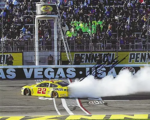 Autographed 2020 Joey Logano #22 Pennzoil Racing Las Vegas Race Win (Pennzoil 400) Victory Burnout Signed Picture 8X10 Inch Nascar Glossy Photo With Coa 1