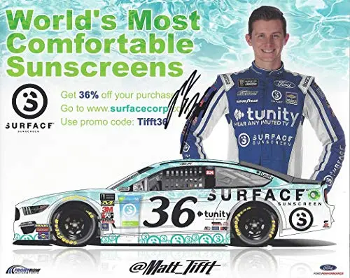 Autographed 2019 Matt Tifft #36 Surface Sunscreen Racing (Front Row Motorsports) Monster Energy Cup Series Signed Collectible Picture 8X10 Inch Nascar Hero Card Photo With Coa 1