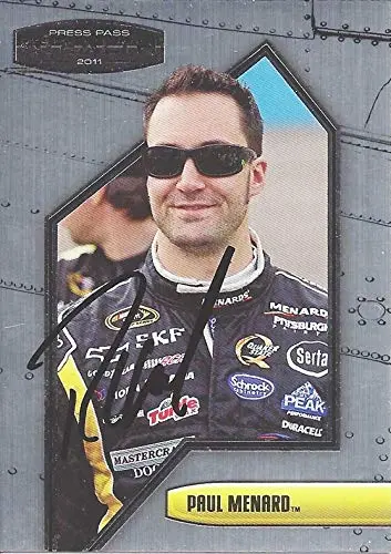 Autographed Paul Menard 2011 Press Pass Stealth Racing (#27 Menard Chevrolet) Rcr Sprint Cup Series Chrome Signed Nascar Collectible Trading Card With Coa 1