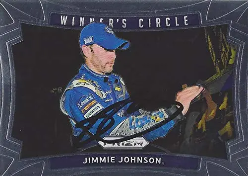 Autographed Jimmie Johnson 2016 Panini Prizm Racing Winners Circle (#48 Lowes Team) Insert Signed Nascar Collectible Trading Card With Coa 1