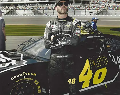 Autographed 2018 Jimmie Johnson #48 Lowes Racing Daytona 500 Pit Road Pre-Race (Hendrick Motorsports) Monster Cup Series Signed Picture 8X10 Inch Nascar Glossy Photo With Coa 1