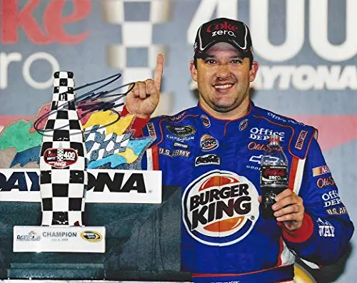 Autographed 2009 Tony Stewart #14 Burger King Racing Daytona Night Race Win (Coke Zero 400) Victory Lane Trophy Signed Collectible Picture Nascar 8X10 Inch Glossy Photo With Coa 1