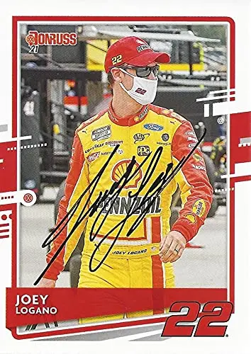 Autographed Joey Logano 2021 Panini Donruss Racing (#22 Shell Pennzoil) Team Penske Nascar Cup Series Signed Collectible Trading Card With Coa 1