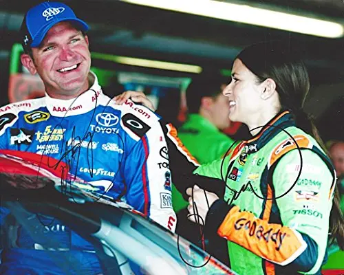 2X Autographed Danica Patrick & Clint Bowyer 2015 Garage Area Signed 8X10 Picture Nascar Photo With Coa 1