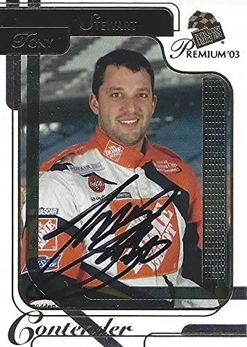Autographed Tony Stewart 2003 Press Pass Premium Contenders (#20 Home Depot Team) Joe Gibbs Racing Vintage Signed Nascar Collectible Trading Card With Coa 1